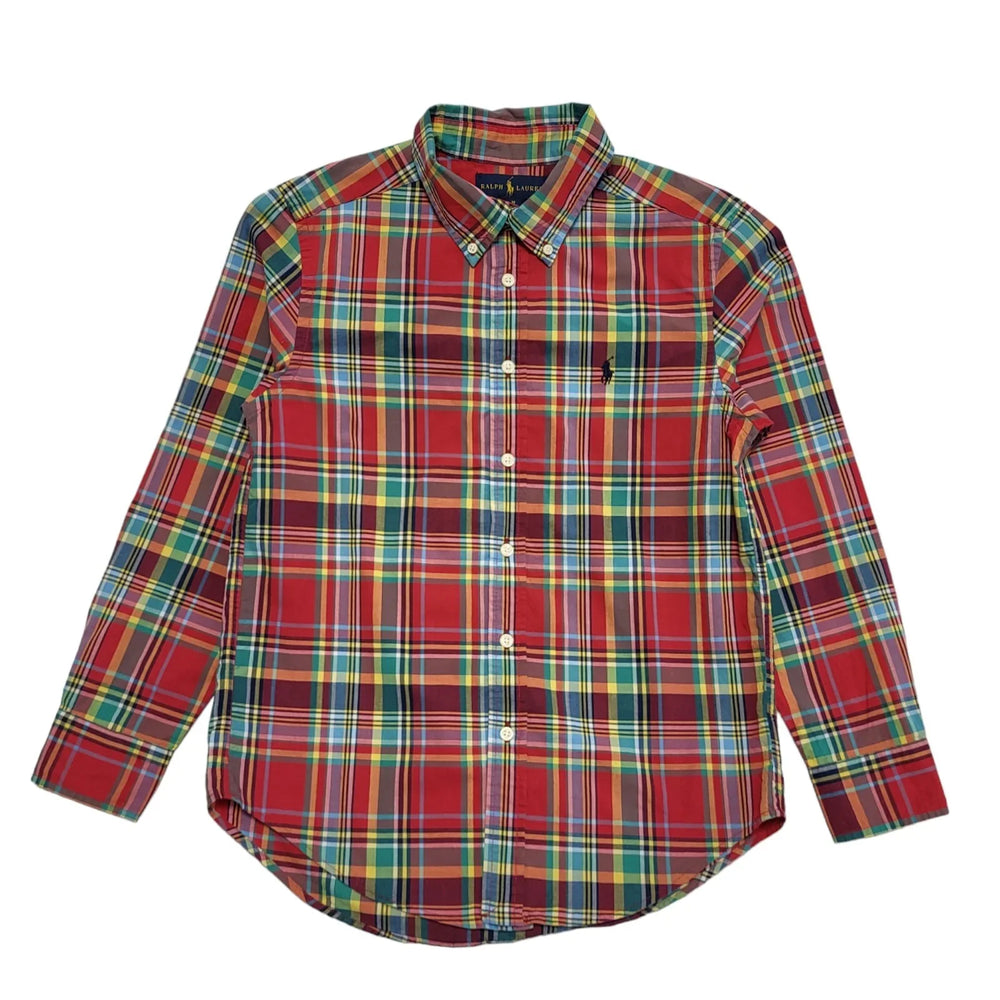 Ralph Lauren Red Green Check Short Sleeve Shirt UK Boy's Size 10-12 Years DD829