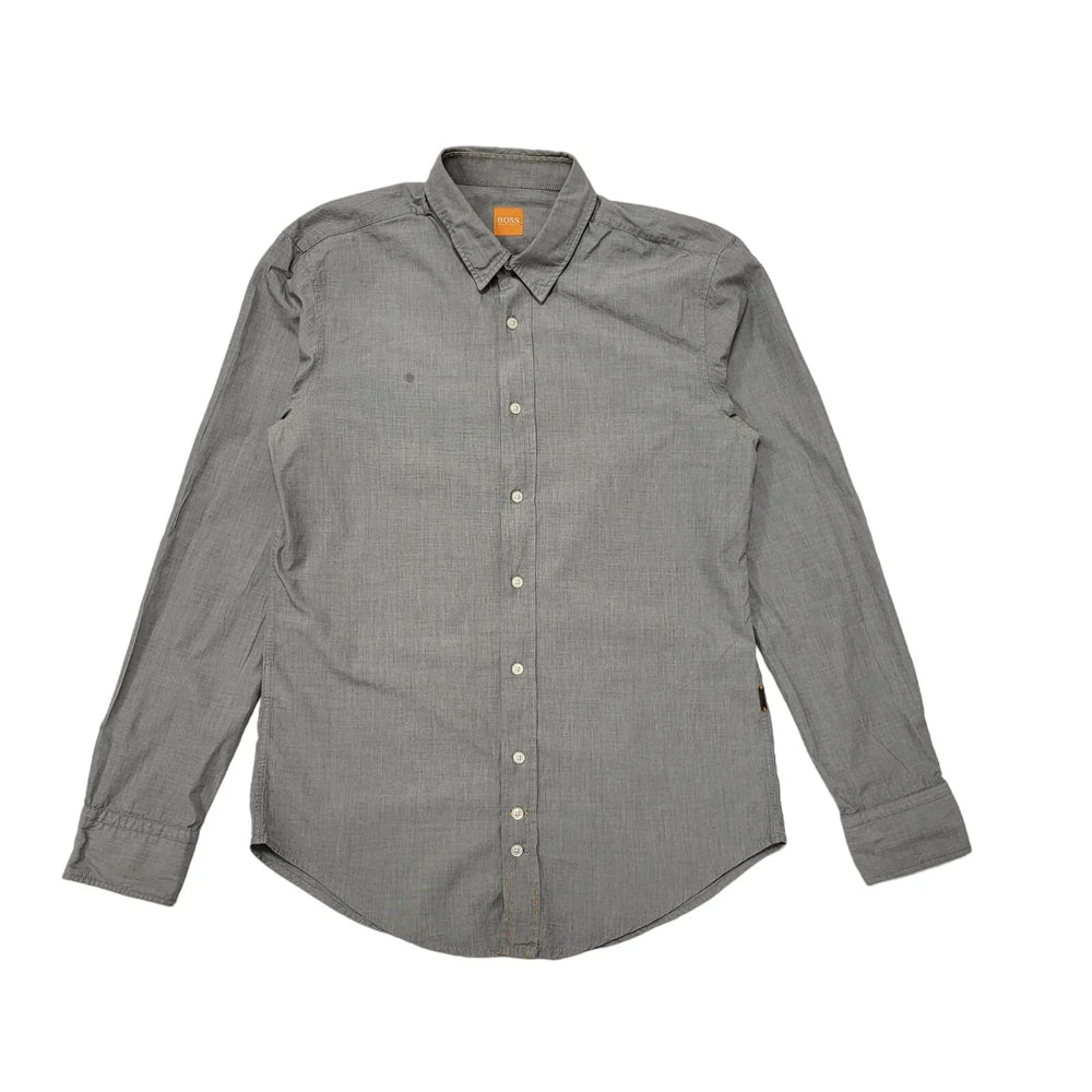 Hugo Boss Shirt Grey Long Sleeve Slim Fit Mens UK Size M BB434
