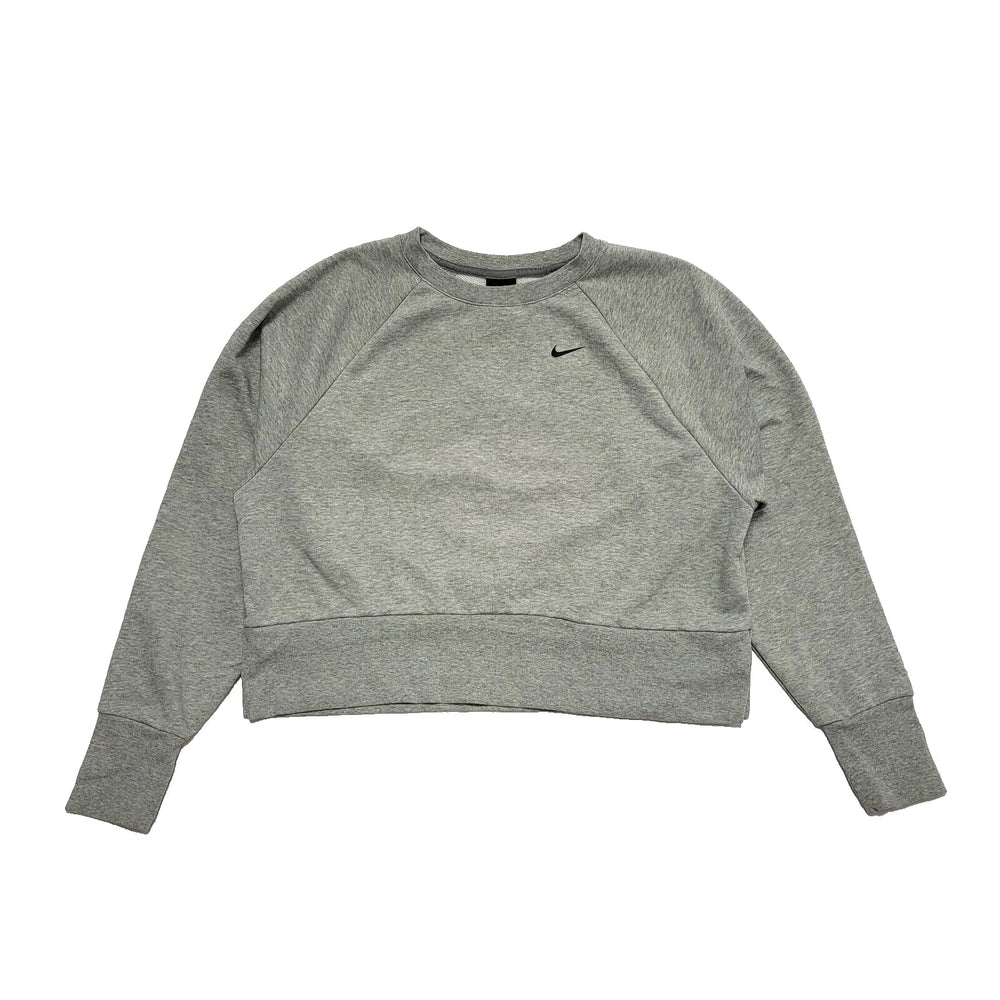 Nike Grey Open Shoulder Cropped Sports Sweatshirt Uk Women's M K675