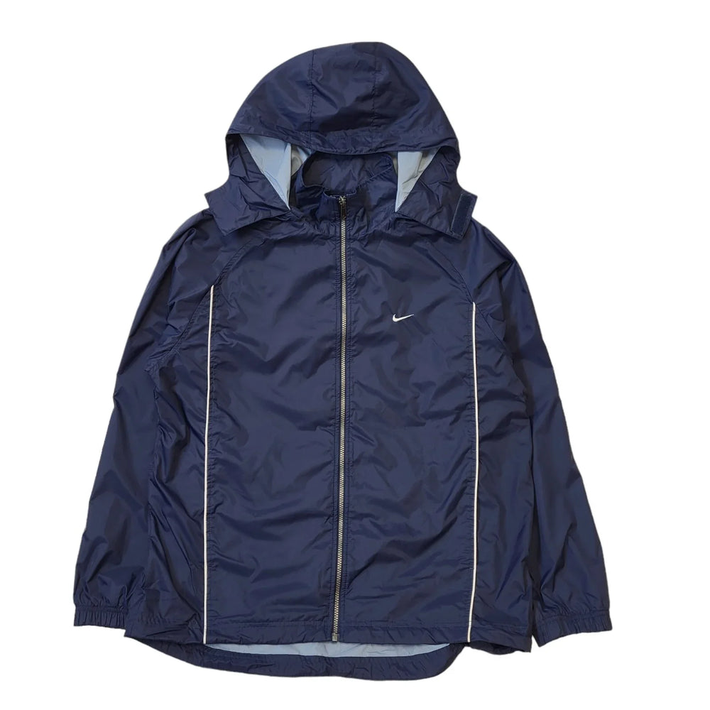 Nike Navy Blue Over-sized Lightweight Hooded Sports Jacket Men's uk L H10