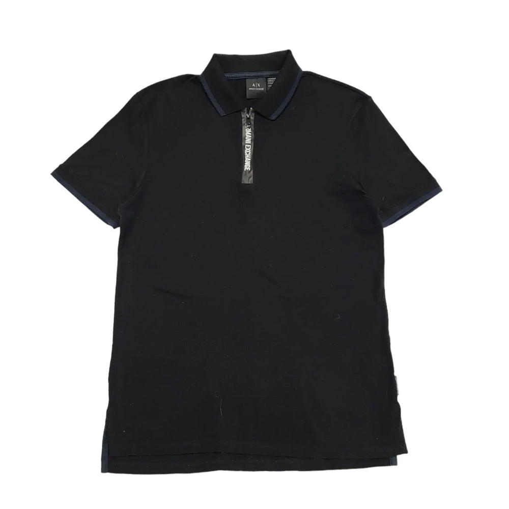Armani Exchange Black 1/4 Zip Polo Top Mens UK Size S DD145