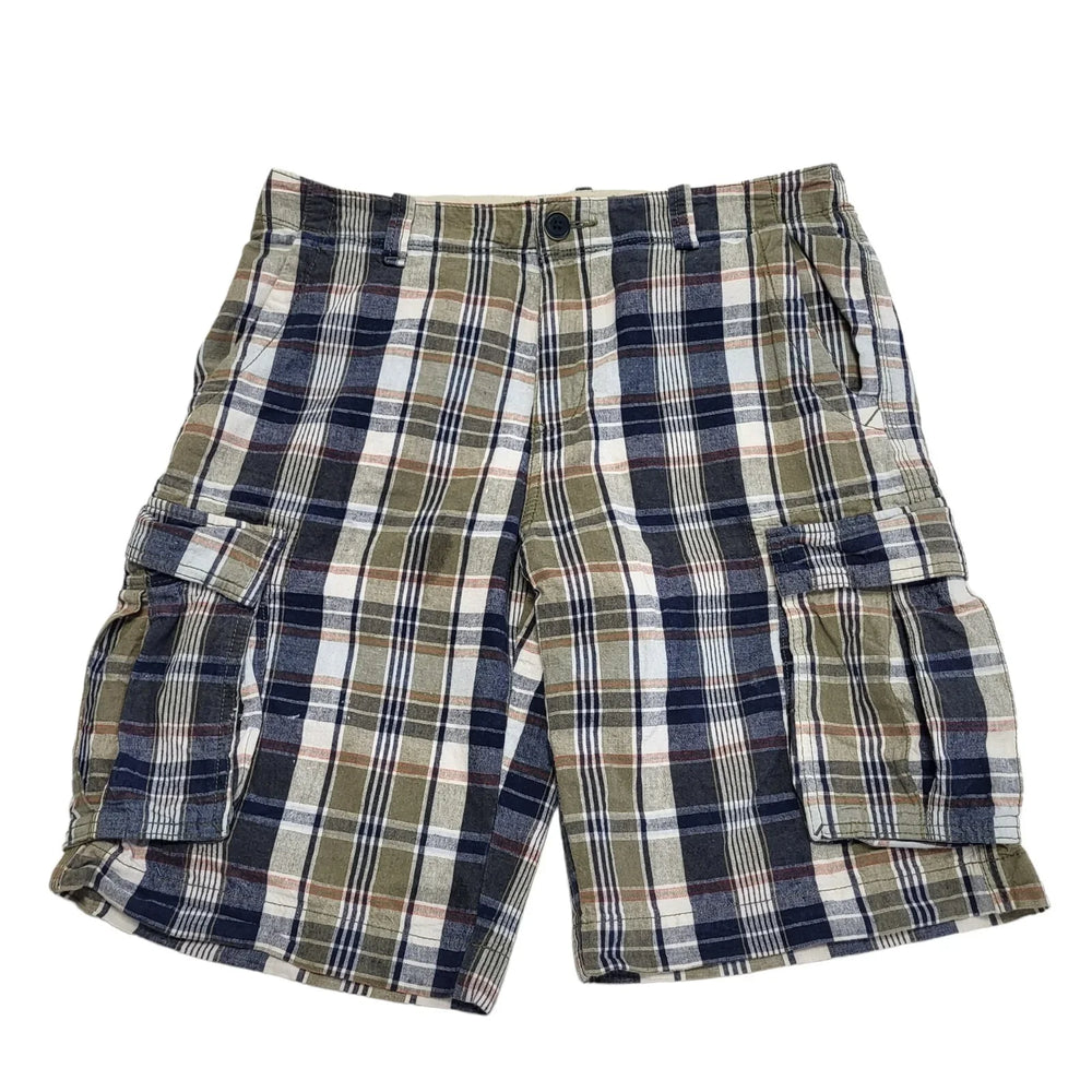 Tommy Hilfiger Check Cargo Shorts Green Blue Uk Men's S W31 L553