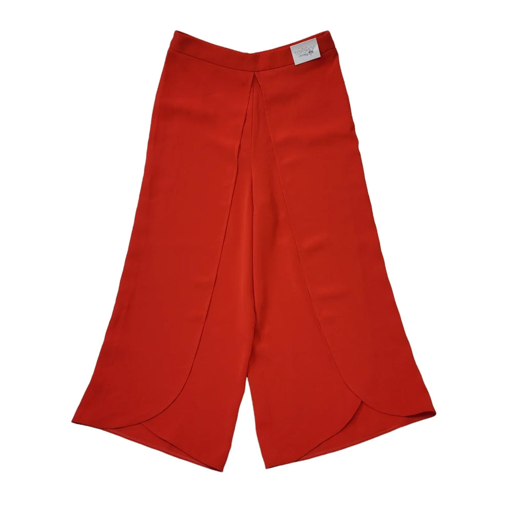 Topshop Red Cropped Straight Wide-leg Trousers Women's BNWT Uk 10 W28 L23.5 H514
