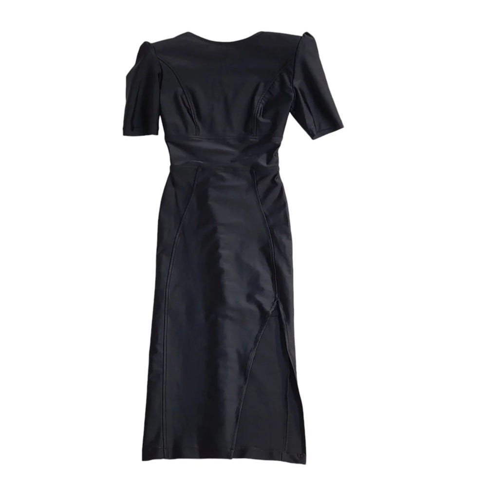 Talgui Black Short Sleeve Slit Dress UK Women's Size Small Bnwt FF12