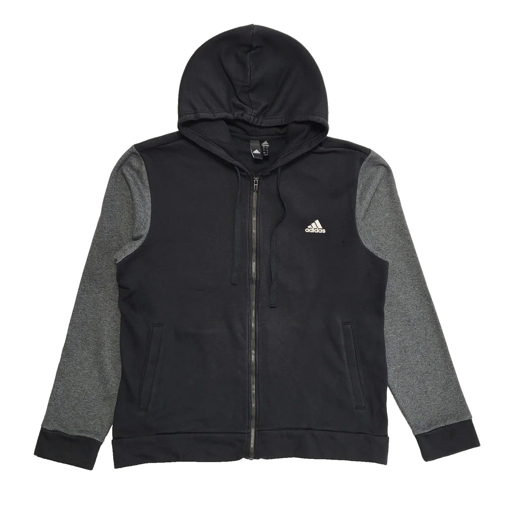 Adidas Black Grey Zipped Sweatshirt Hoodie Uk Men's Size Large L382
