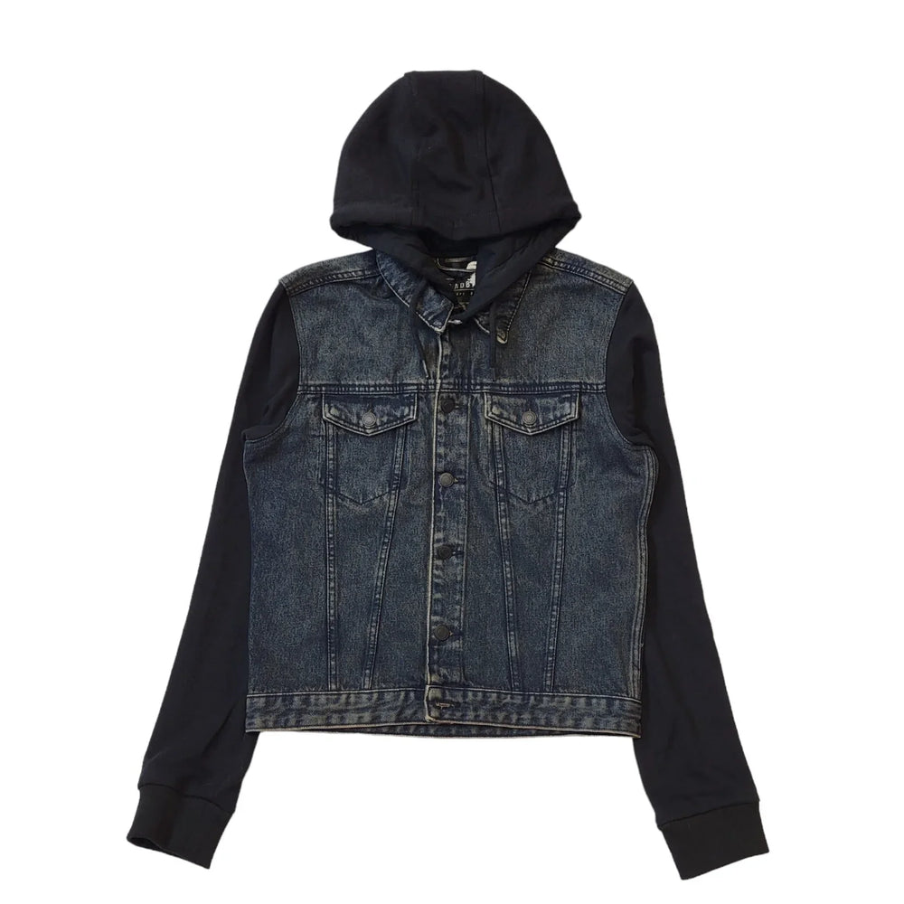 Threadbare Dark Blue Button Hooded Denim Jacket Men's uk S H509