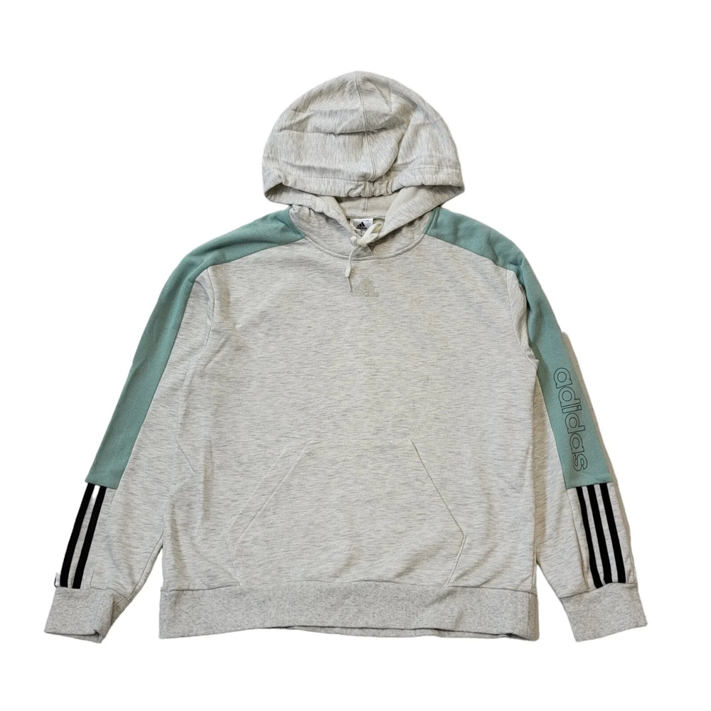 Adidas Grey Green Pocket Drawstring Sweatshirt Hoodie Women's UK S 8-10 H146