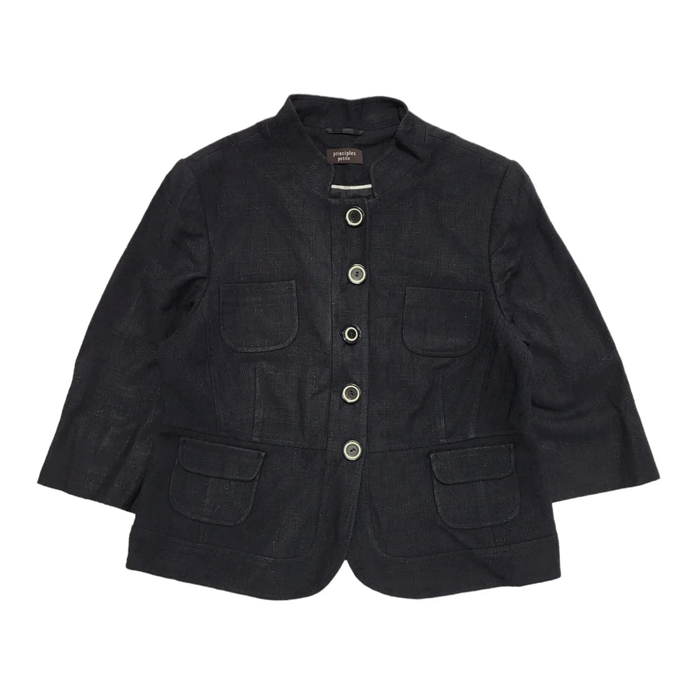 Principles Petite Black Button Long Sleeve Jacket UK Women's 16 H691
