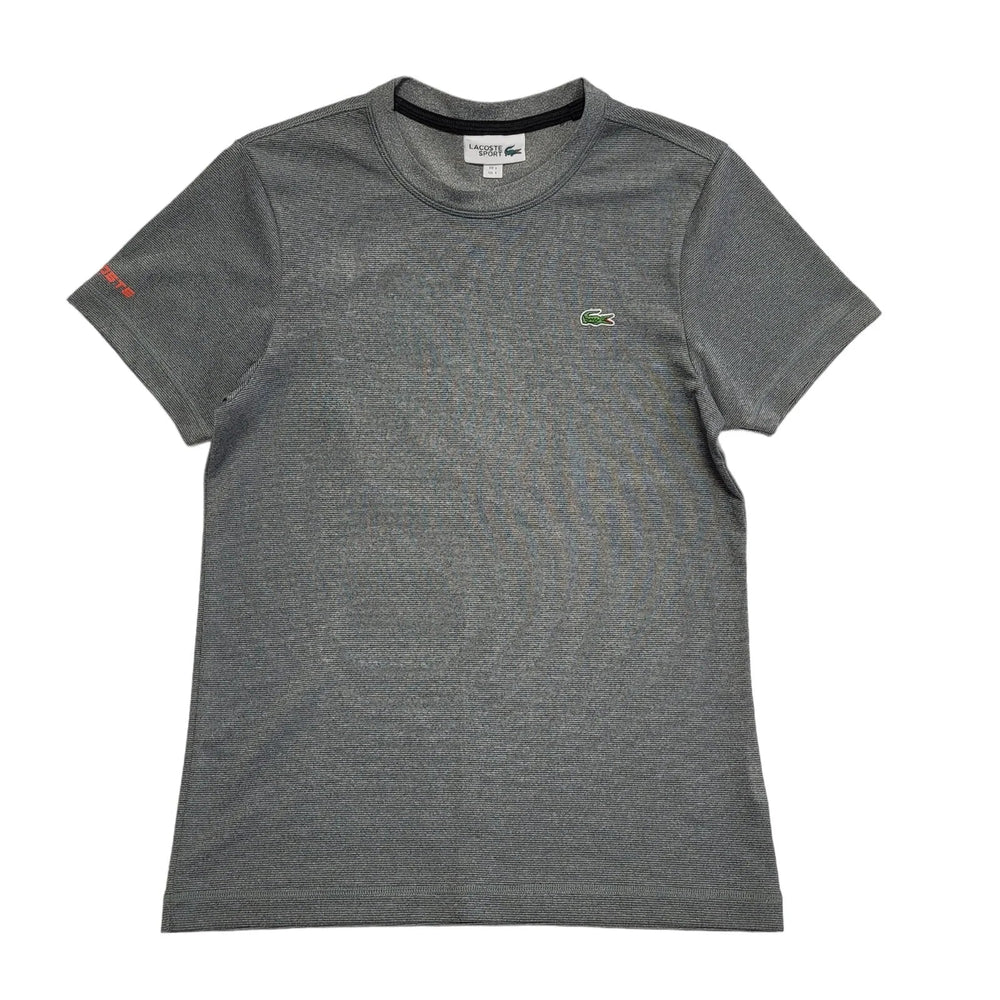 Lacoste Sport Grey Striped Short Sleeve T-Shirt UK Men's Size S DD994