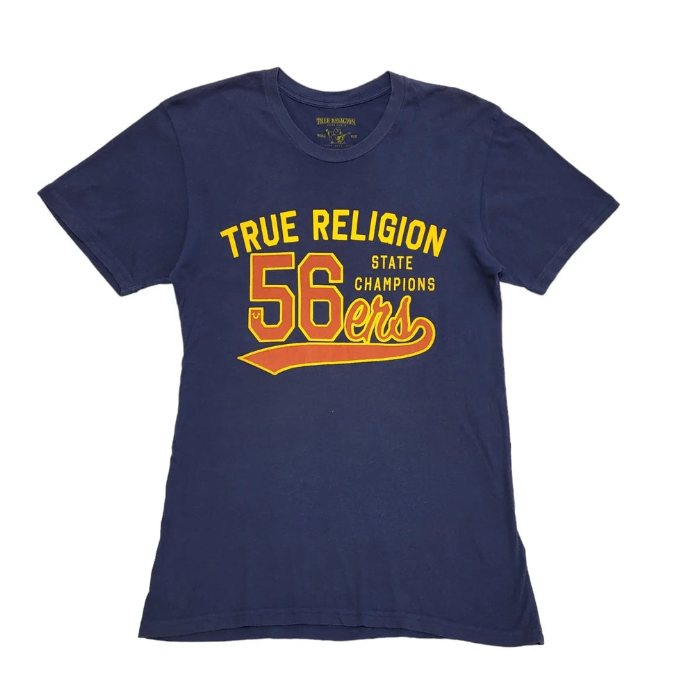 True Religion Blue Vintage Y2K Short Sleeve T-Shirt Uk Men's S