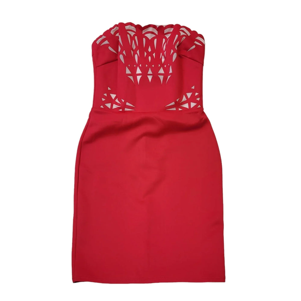 Lipsy Red White Bodycon Fitted Sleeveless Dress Women's UK 12 EU 40 BNWT H397