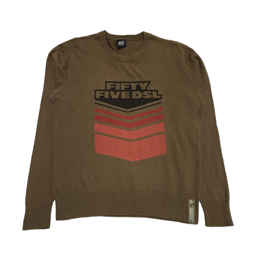 Fifty Five DSL Brown Crew Neck Jumper Uk Men's Size XL DD404