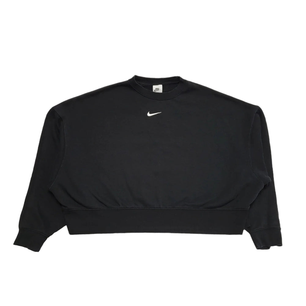 Nike Cropped Sports Sweatshirt Black Long Sleeve Womens UK Size L CC313