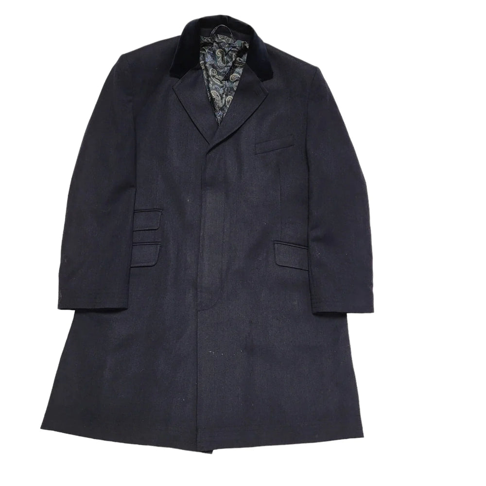 Vintage Full Monty 90s Dark Blue Wool Button Overcoat Men's Size Medium