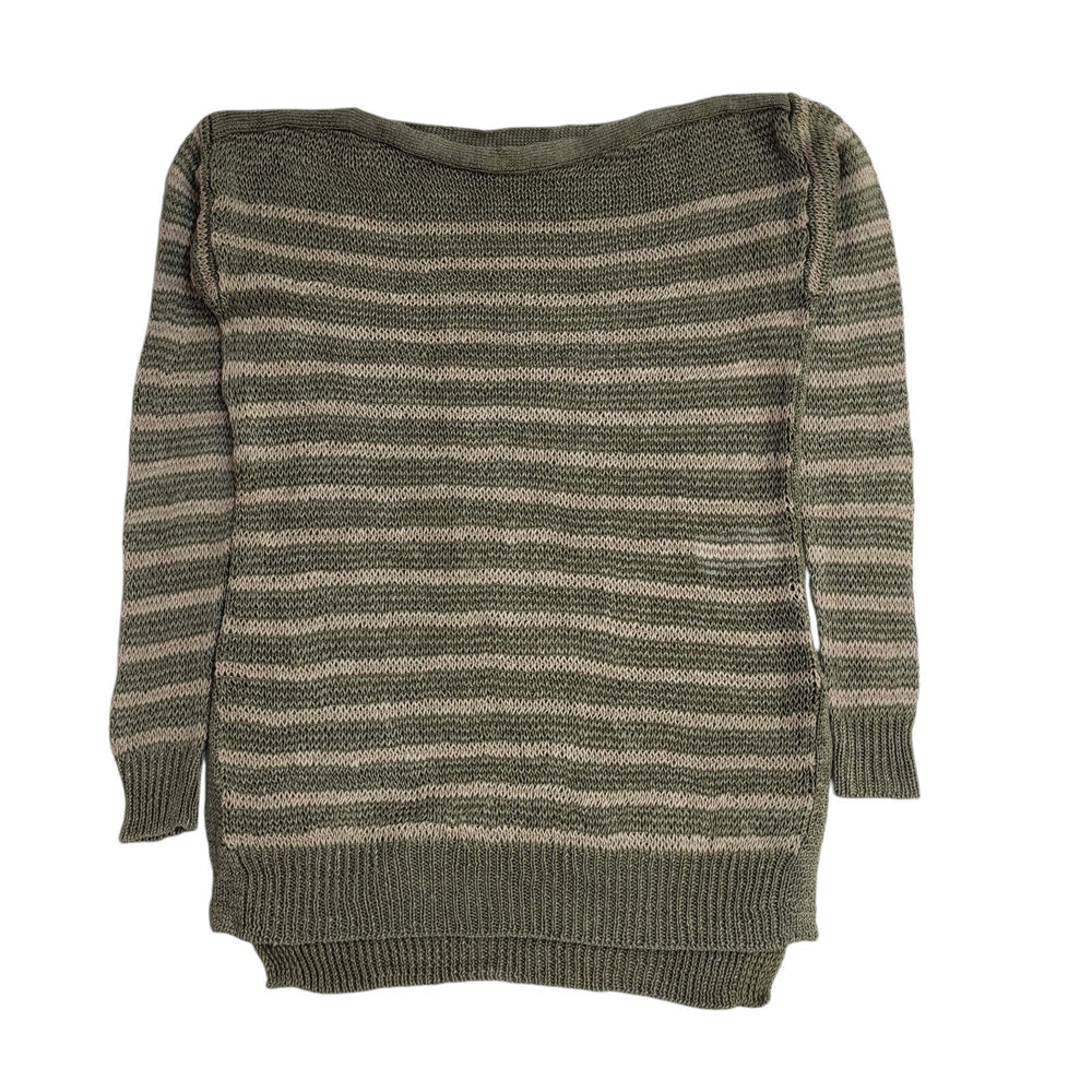 Polo Ralph Lauren Green & Beige Striped Long Sleeve Jumper Womens UK XS EE337