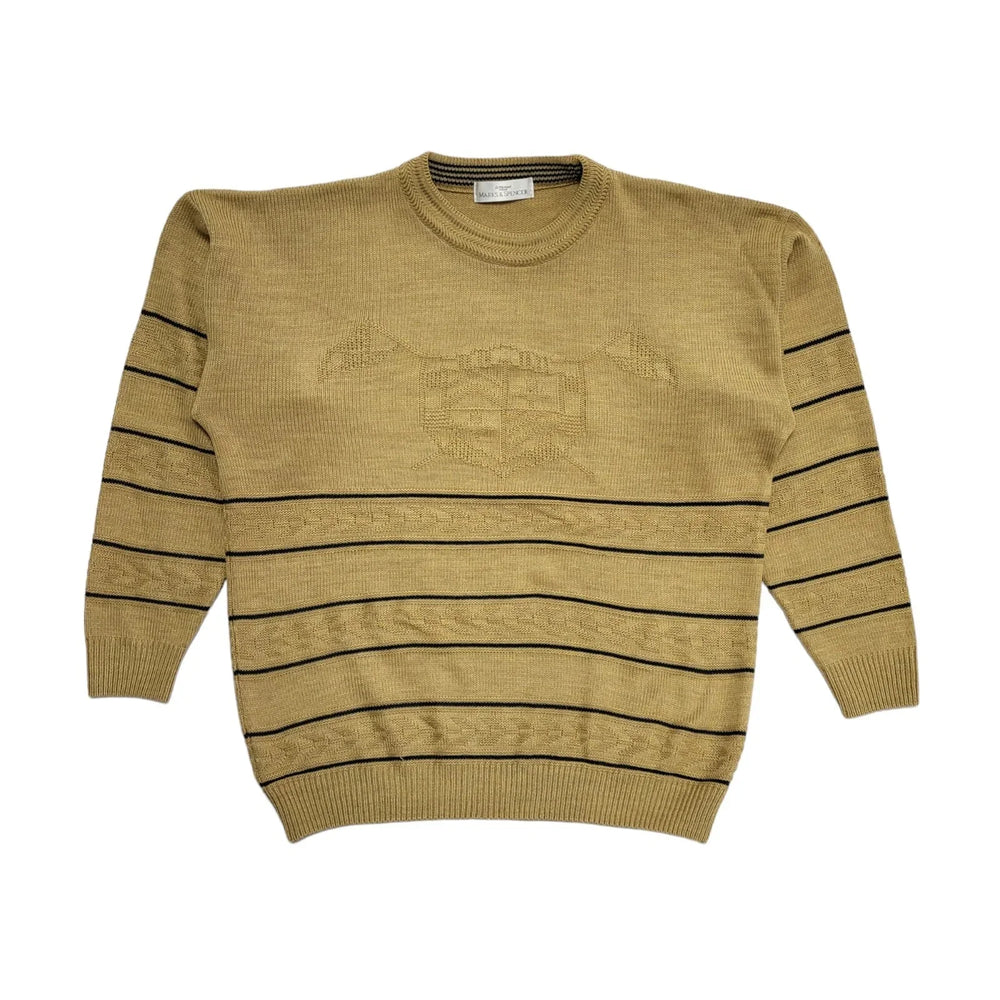 Marks and Spencer Vintage 90's Brown & Blue Striped Jumper Mens UK Medium