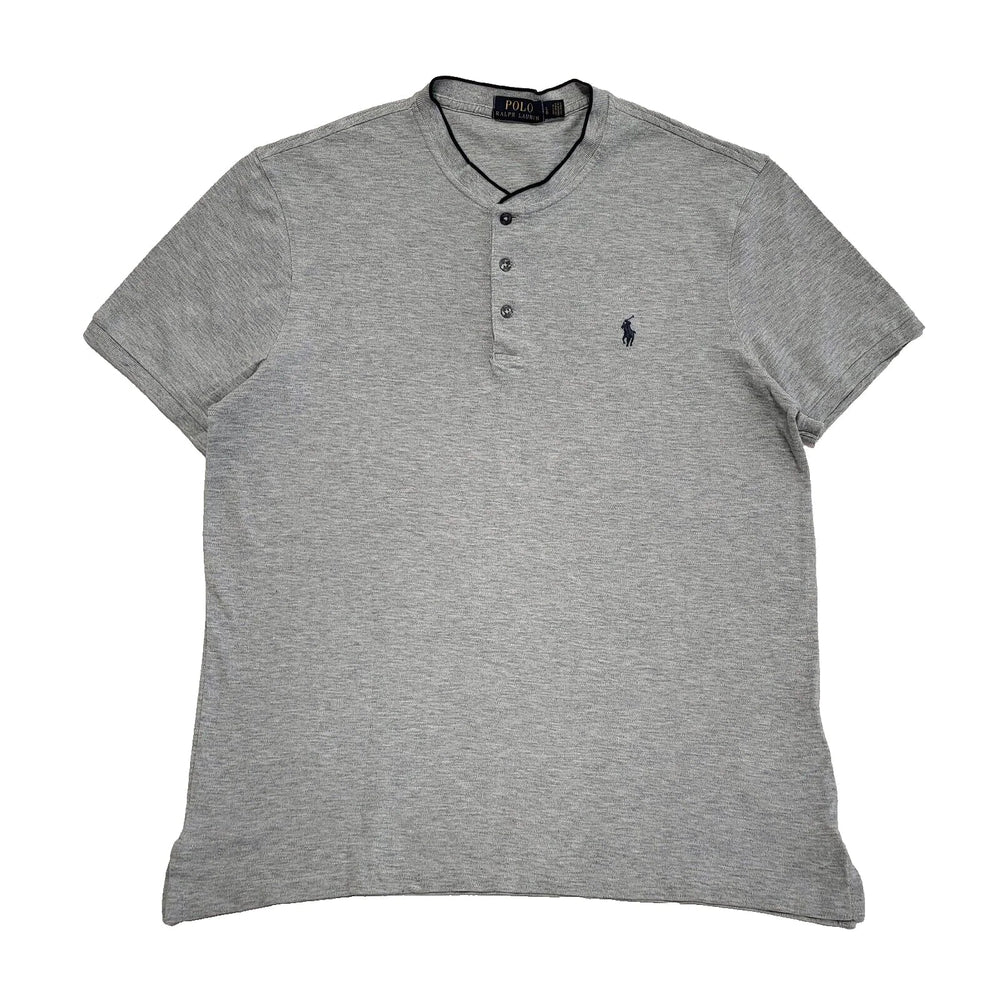 Polo Ralph Lauren Grey Short Sleeve Polo Collarless Shirt Uk Men's Large L630