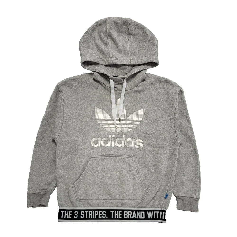 Adidas Grey Drawstring Pullover Sweatshirt Hoodie Uk Women's Size 8 L432