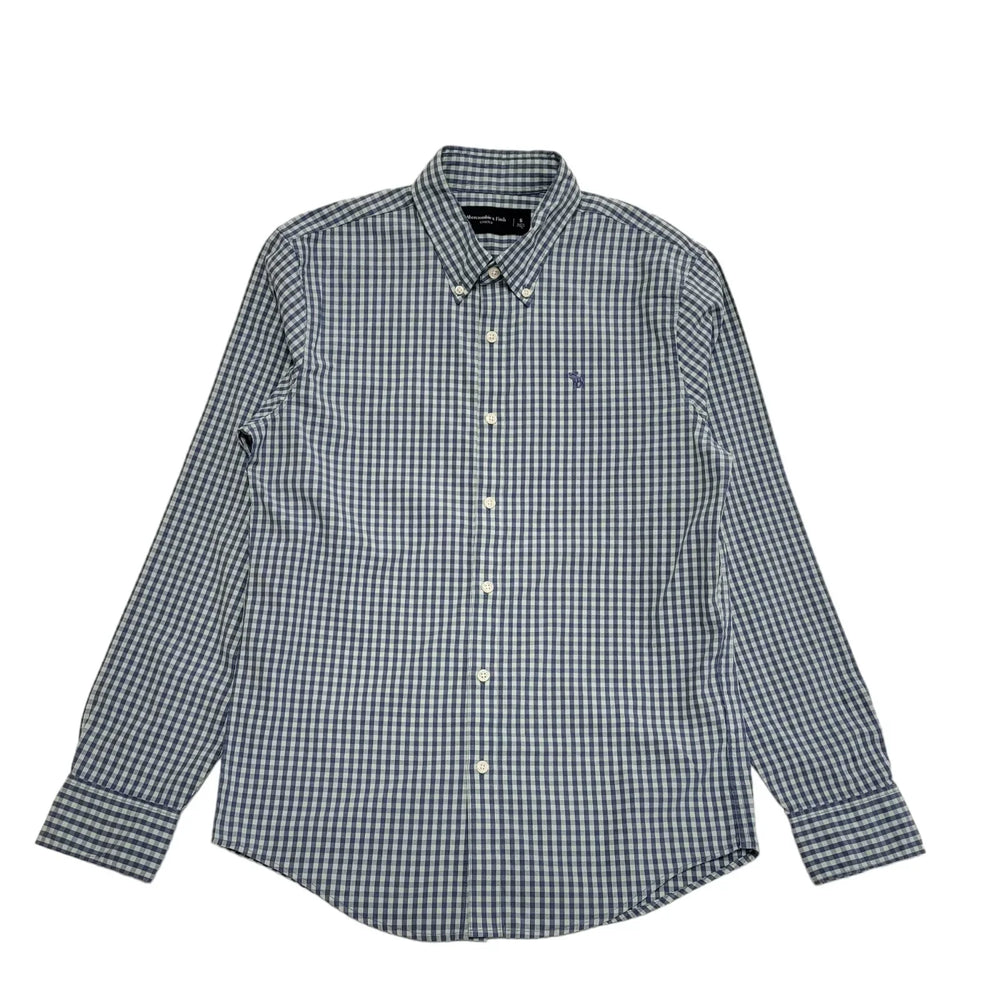 Abercrombie & Fitch Blue Check Stretch Shirt Uk Men's S Bnwt DD377