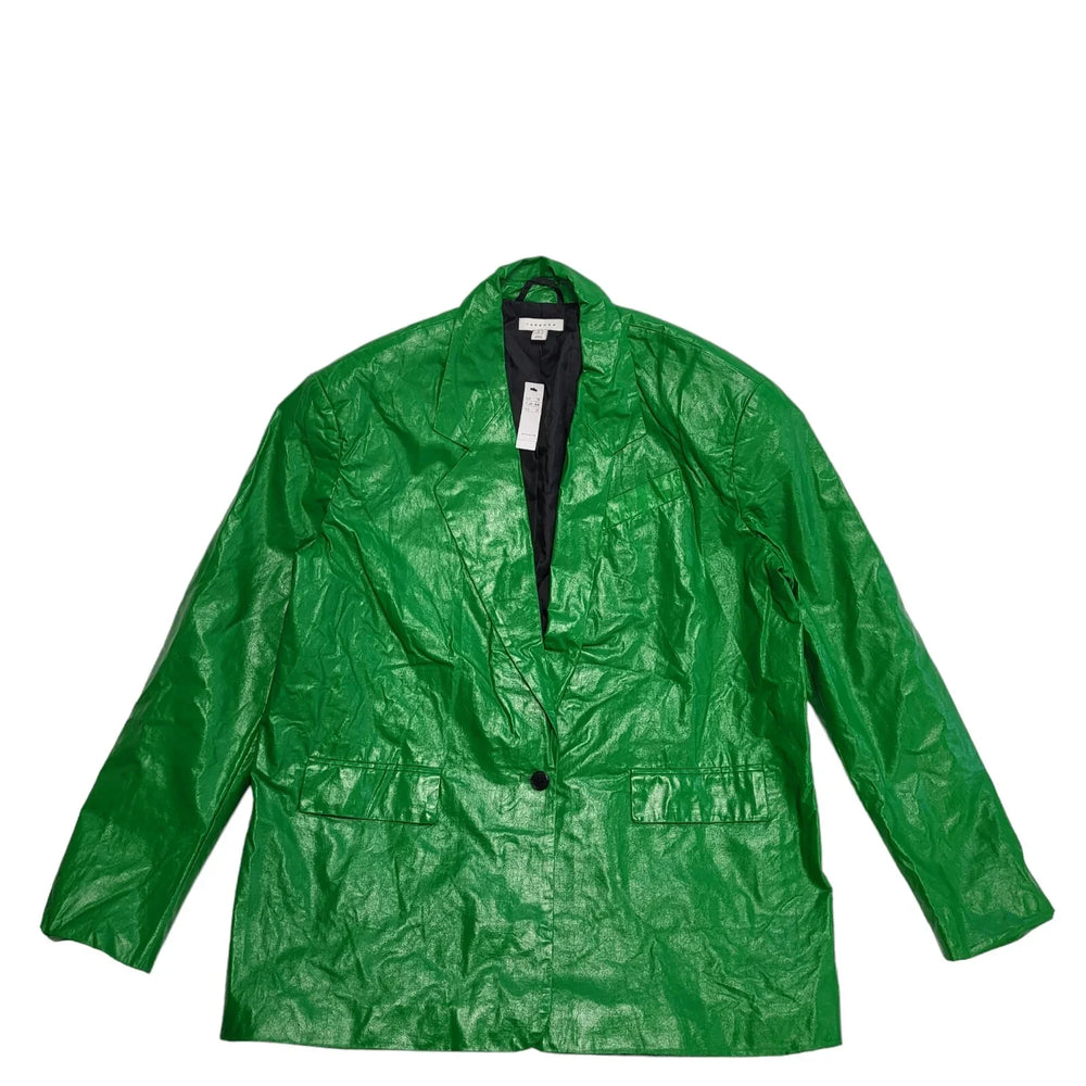 Topshop Green Button Collared Jacket Uk Women's Size 16 DD353