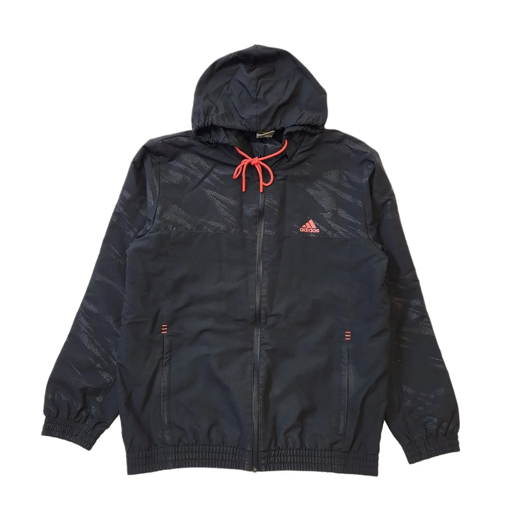 Adidas Black Drawstring Zipped Hooded Sports Jacket Men's uk L H18