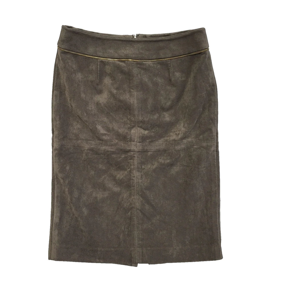 Calvin Klein Brown Velvet Zipped Pencil Skirt Uk Women's Size 14 W32 L696