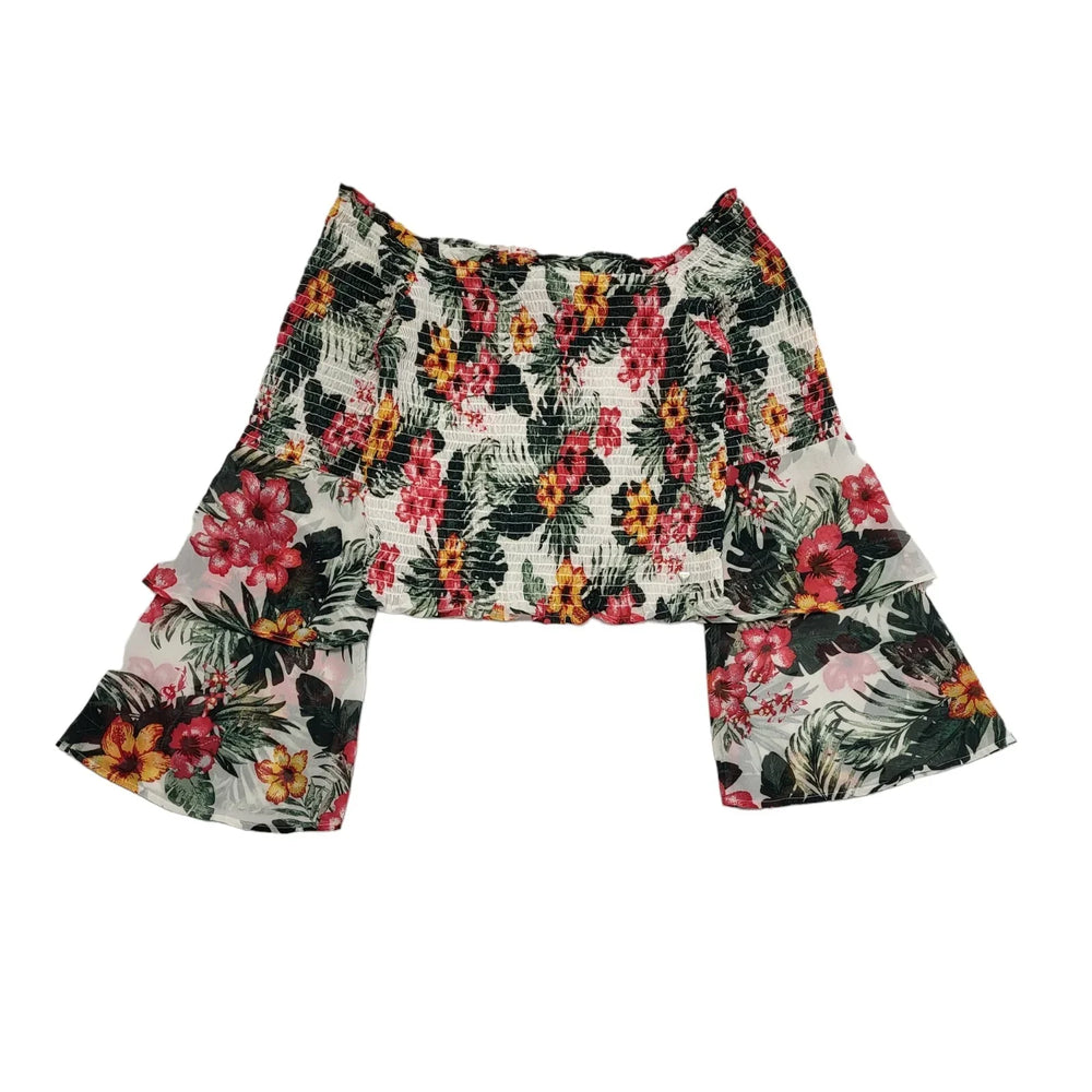Guess White Floral Cropped Top UK Women's S 8 K517
