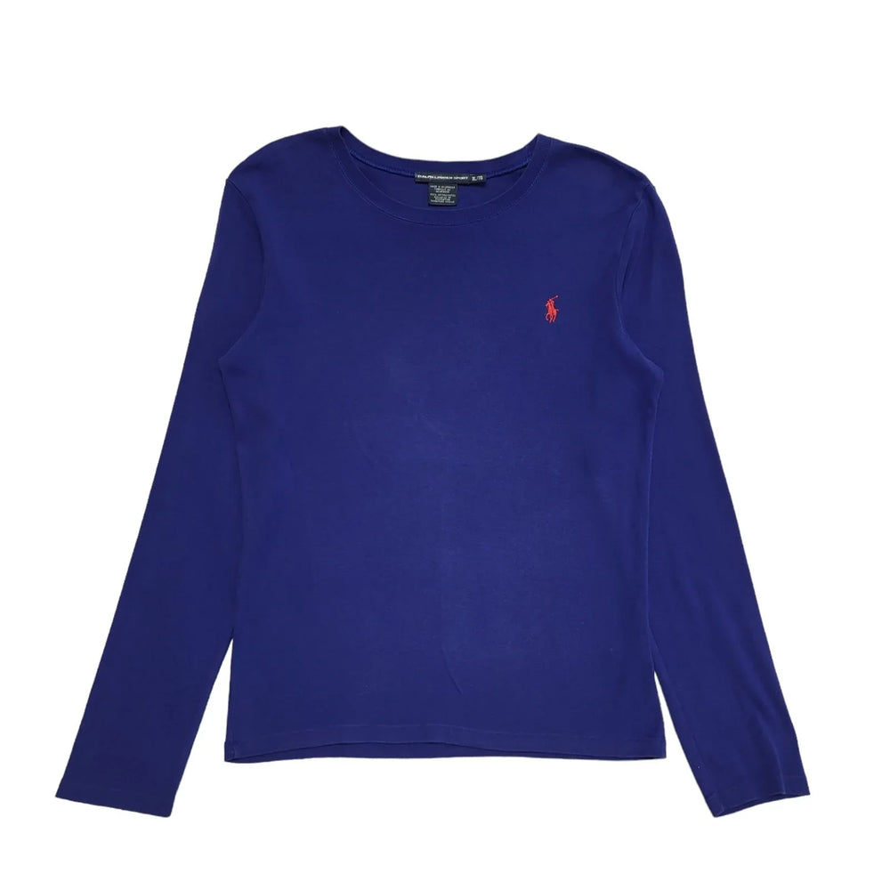 Ralph Lauren Sport Vintage Y2K Blue Long Sleeve T-Shirts Womens XL
