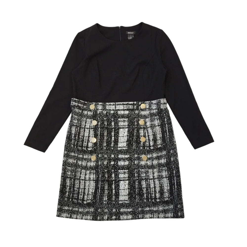 DKNY Black Long Sleeve Dress Uk Women's Size 14 Bnwt EE94