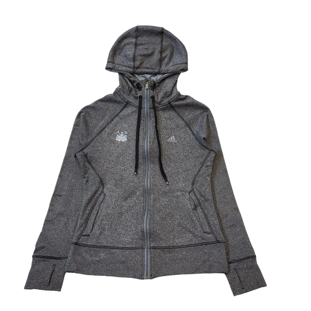 Adidas Grey Drawstring Zip L/Sleeve Sweatshirt Hoodie Women's uk S H511