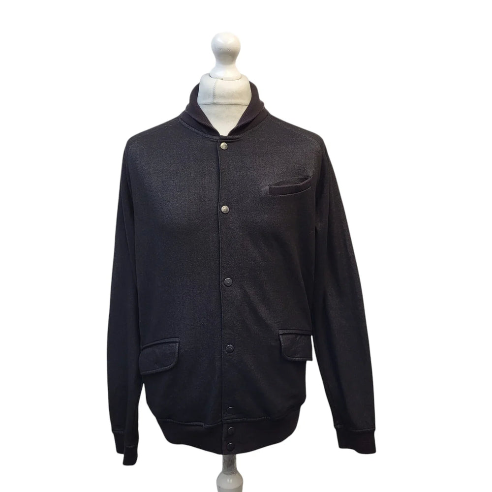 Reiss Black Snap Button Jacket UK Men's Size L EE777