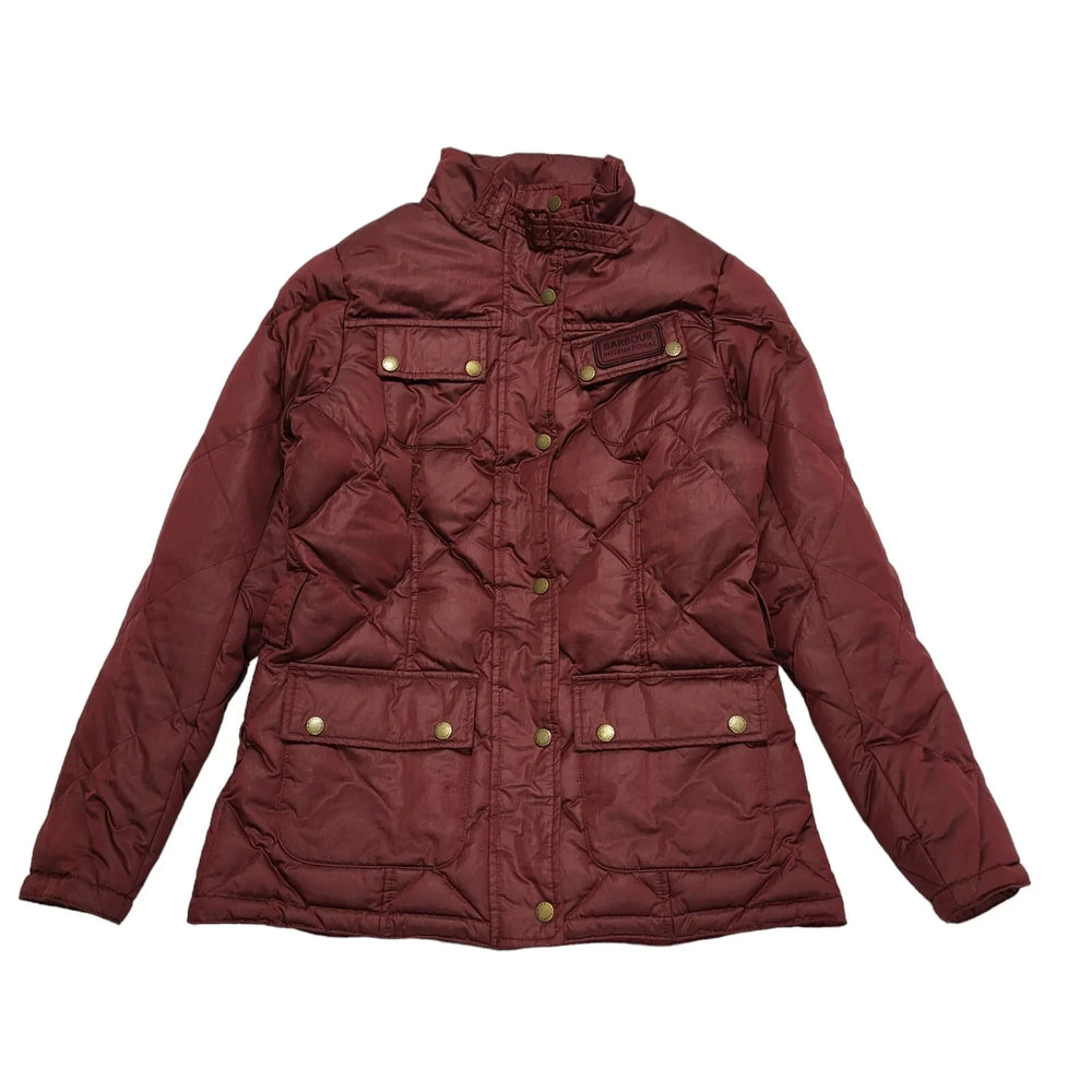 Barbour Nation Down Pink Zip & Snap Quilted Jacket Uk Women's 10 BB924