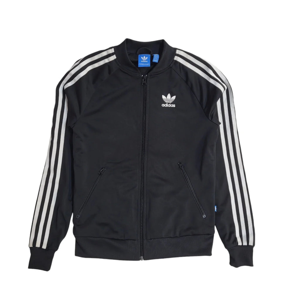 Adidas Y2K Black Full Zip Sports Tracksuit Jacket Women's UK Size 6