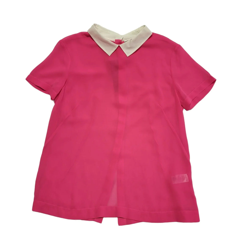French Connection Pink Sheer Collared T-Shirt BNWT Womens UK 12 CC332