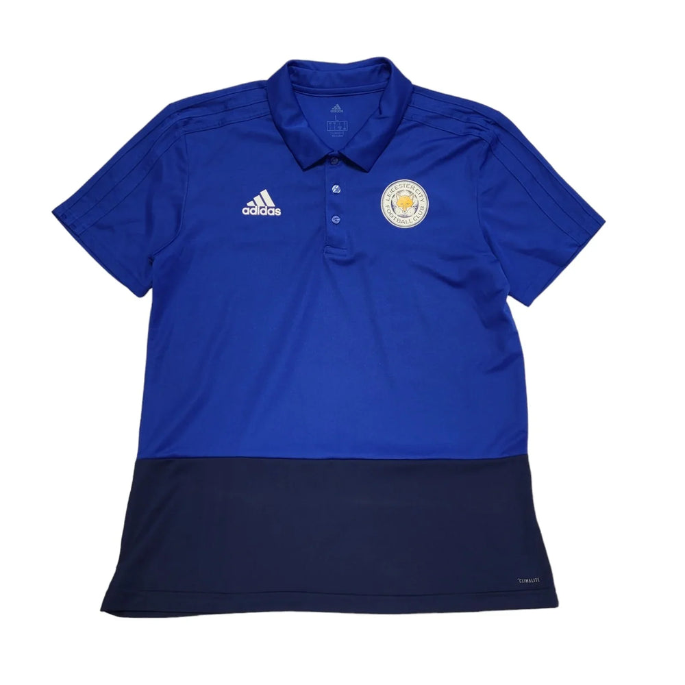 Adidas Leicester City FC Blue Short Sleeve Polo Shirt Uk Men's Size Large CC380