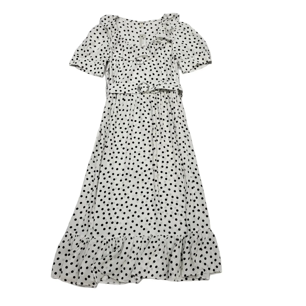 River Island White Black Polka Dot Short Sleeve Dress Uk Women's 14 Bnwt BB979