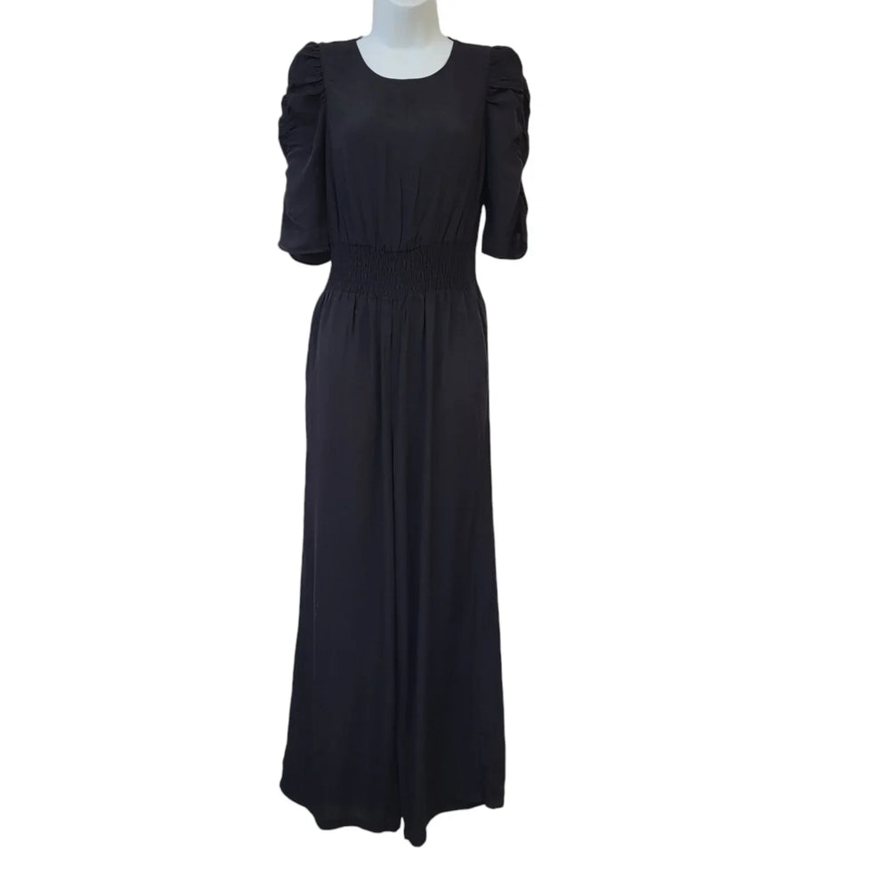 M&S Black 3/4 Sleeve Round Neck Jumpsuit Uk Women's Size 8 Bnwt EE421