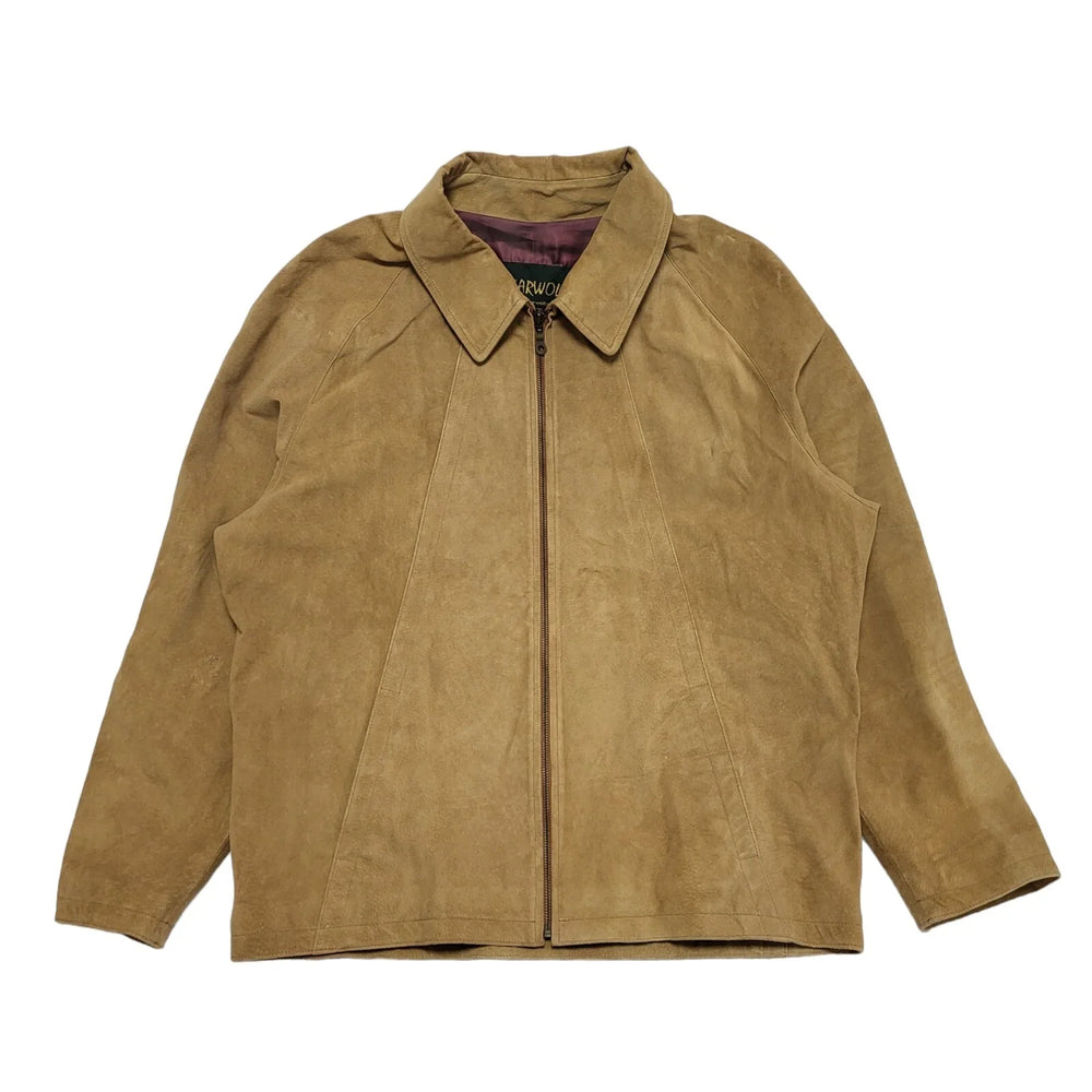 Wearwolf 80s Vintage Light Brown Zipped Suede Jacket Uk Men's Size XL