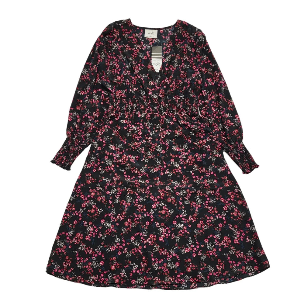 Wallis Black Purple Floral Evening Dress Uk Women's Size 12 Bnwt CC149