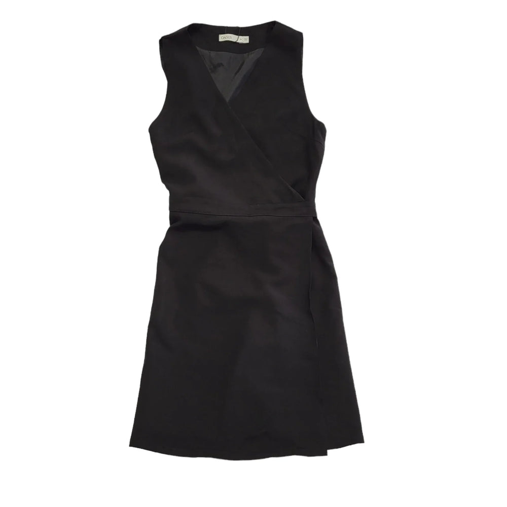 Oasis Black Sleeveless Wrap Tailored Dress Uk Women's Size 16 Bnwt DD532