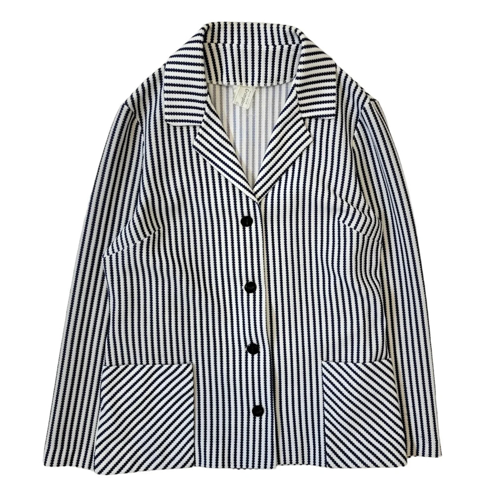 70s Vintage Blue & White Striped Button Jacket Women's Size Medium Eu 38
