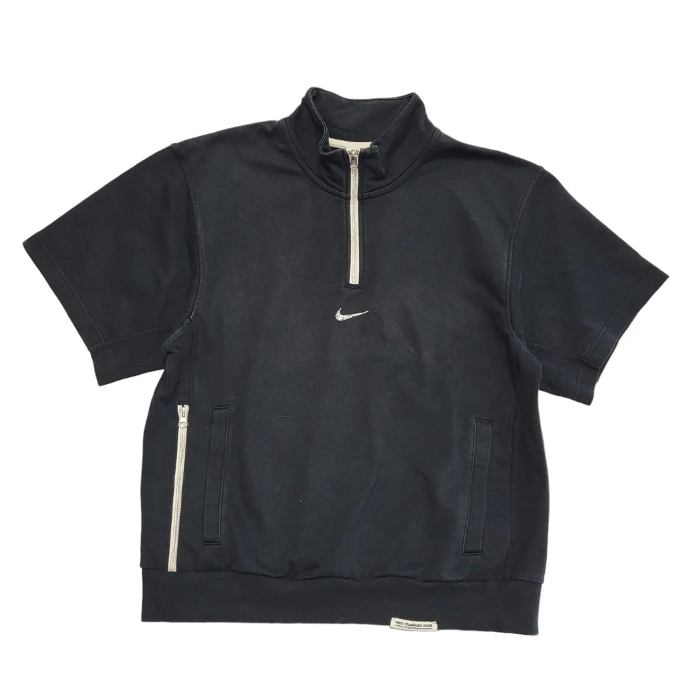 Nike Sweatshirt Sports Black 1/4 Zip Short Sleeve Men's UK Size M DD635