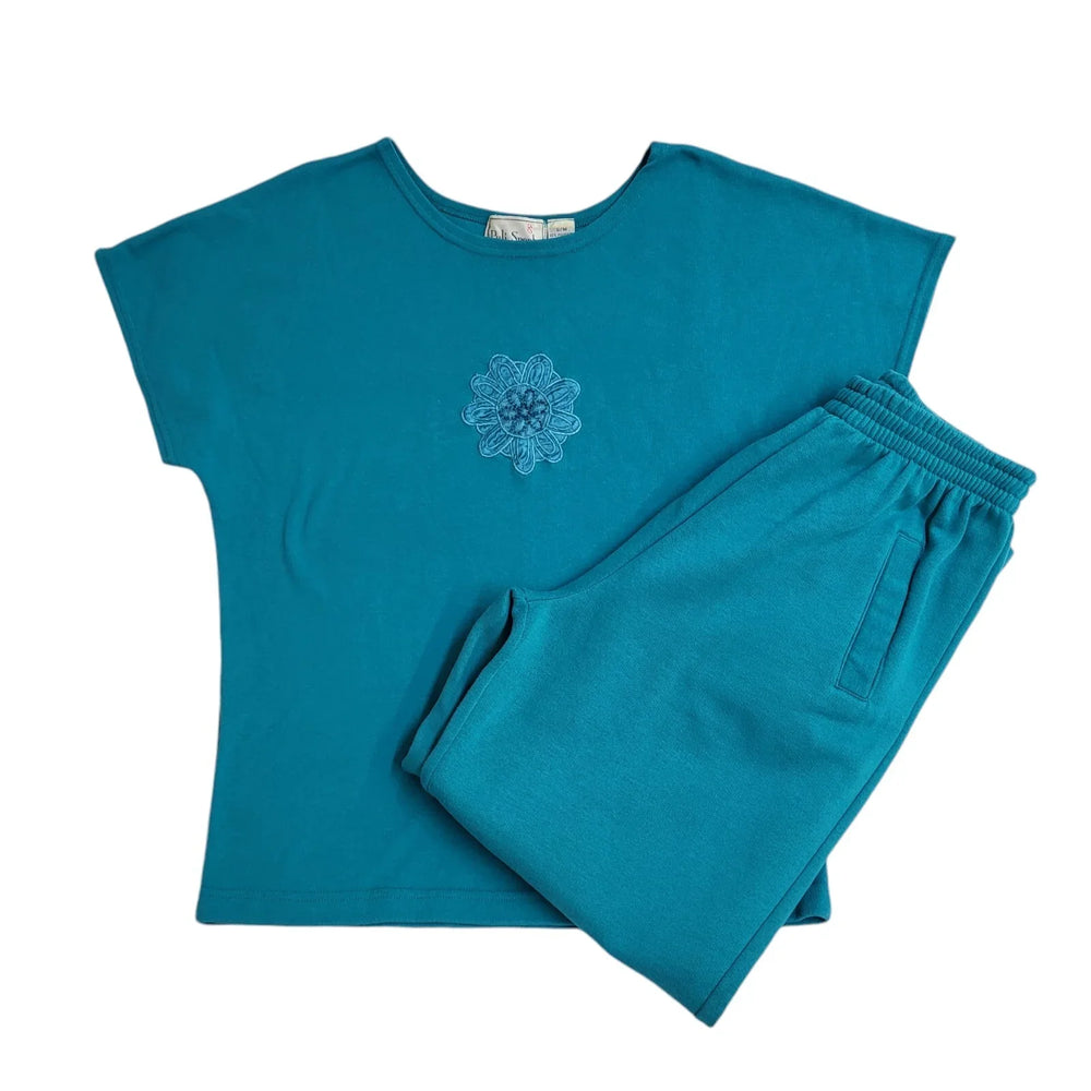 Puli Sports Blue 80s Vintage Tracksuit T-Shirt & Joggers Women's S/M W26-28 L27