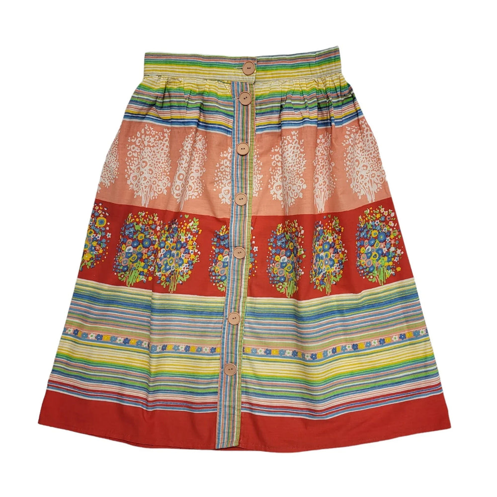 Dorothy Perkins Vintage 80's Multicoloured Floral Button Skirt Womens UK 10