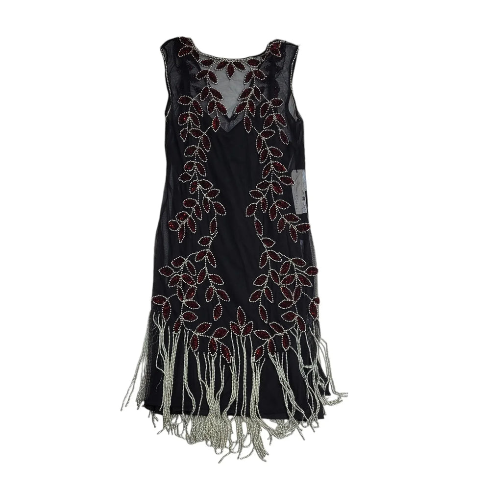 Roman Vintage 90s Black Red Sleeveless Dress Uk Women's Size 18