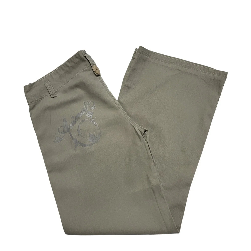 Animal Vintage Y2K Green Flared Trousers Women's Size 14-16 W35 L30