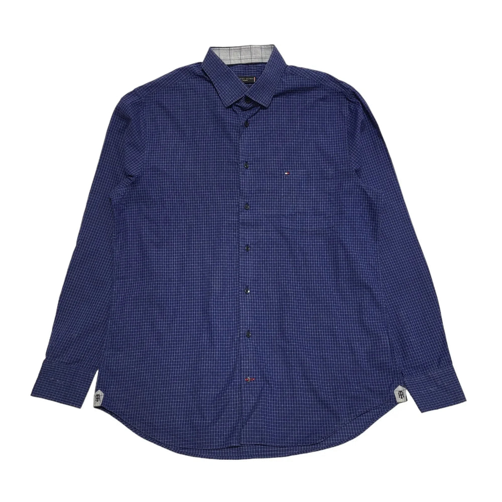 Tommy Hilfiger Blue Check L/Sleeve Regular Fit Shirt Uk Men's L K620