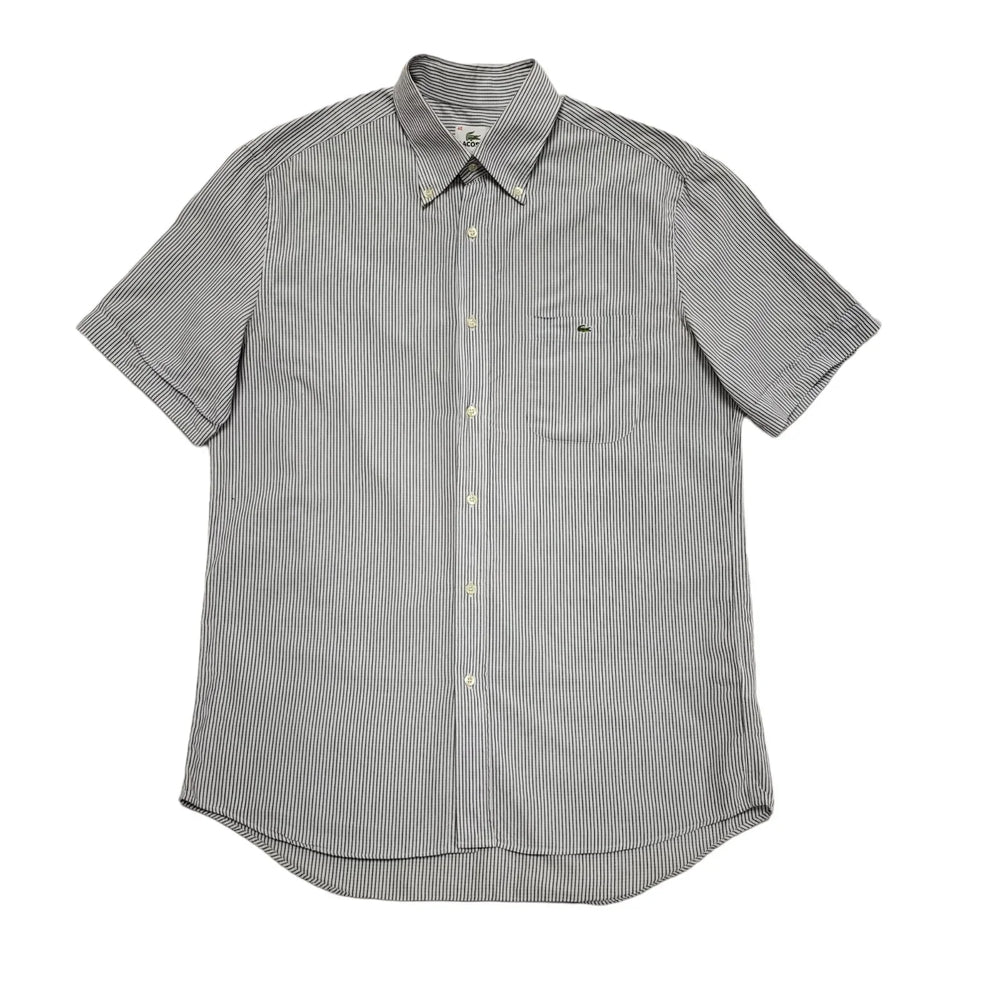 Lacoste Black & White Striped Short Sleeve Shirt Uk Men's Size L CC551