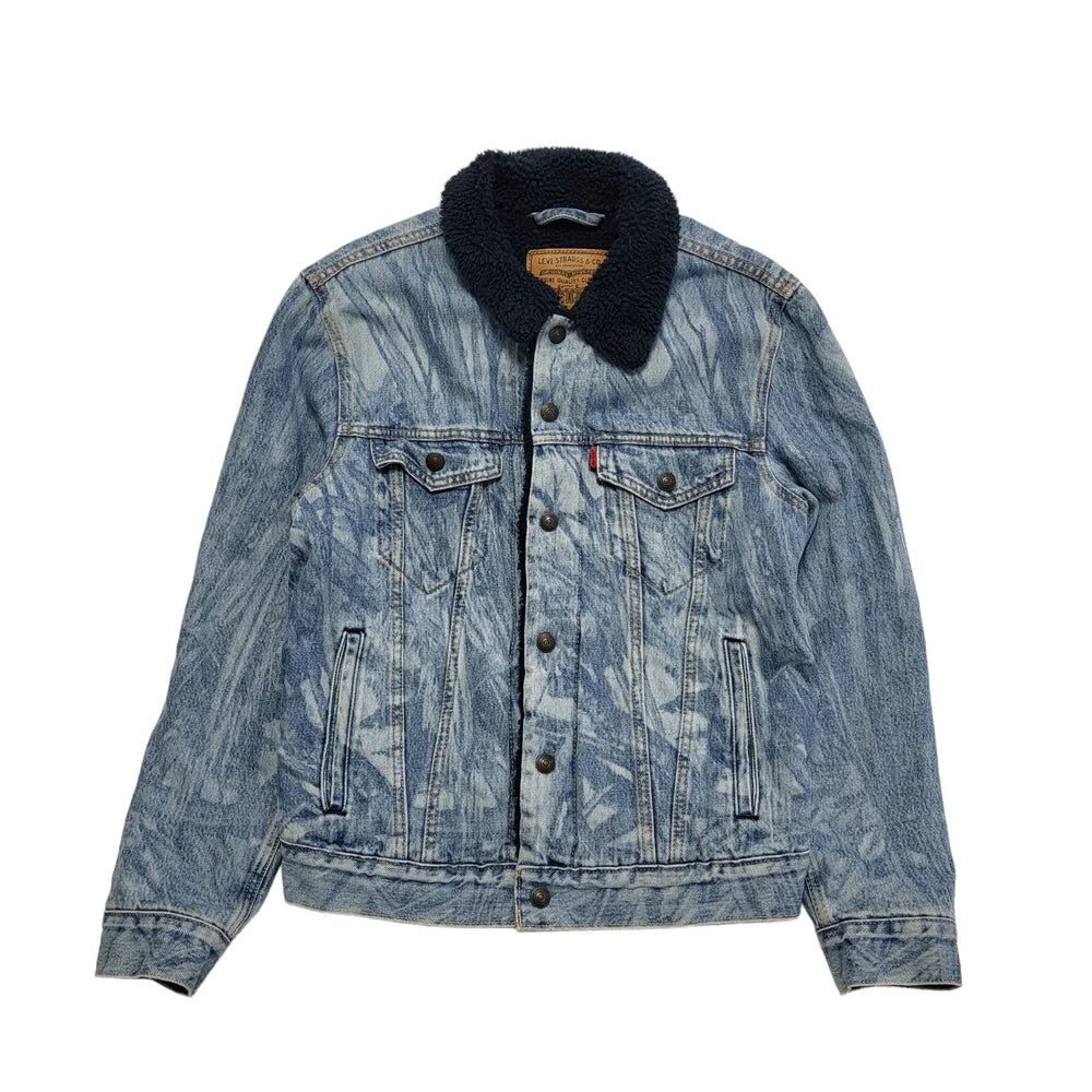 Levi's Light Blue Button Denim Fleece Sherpa Jacket Uk Men's Size Small