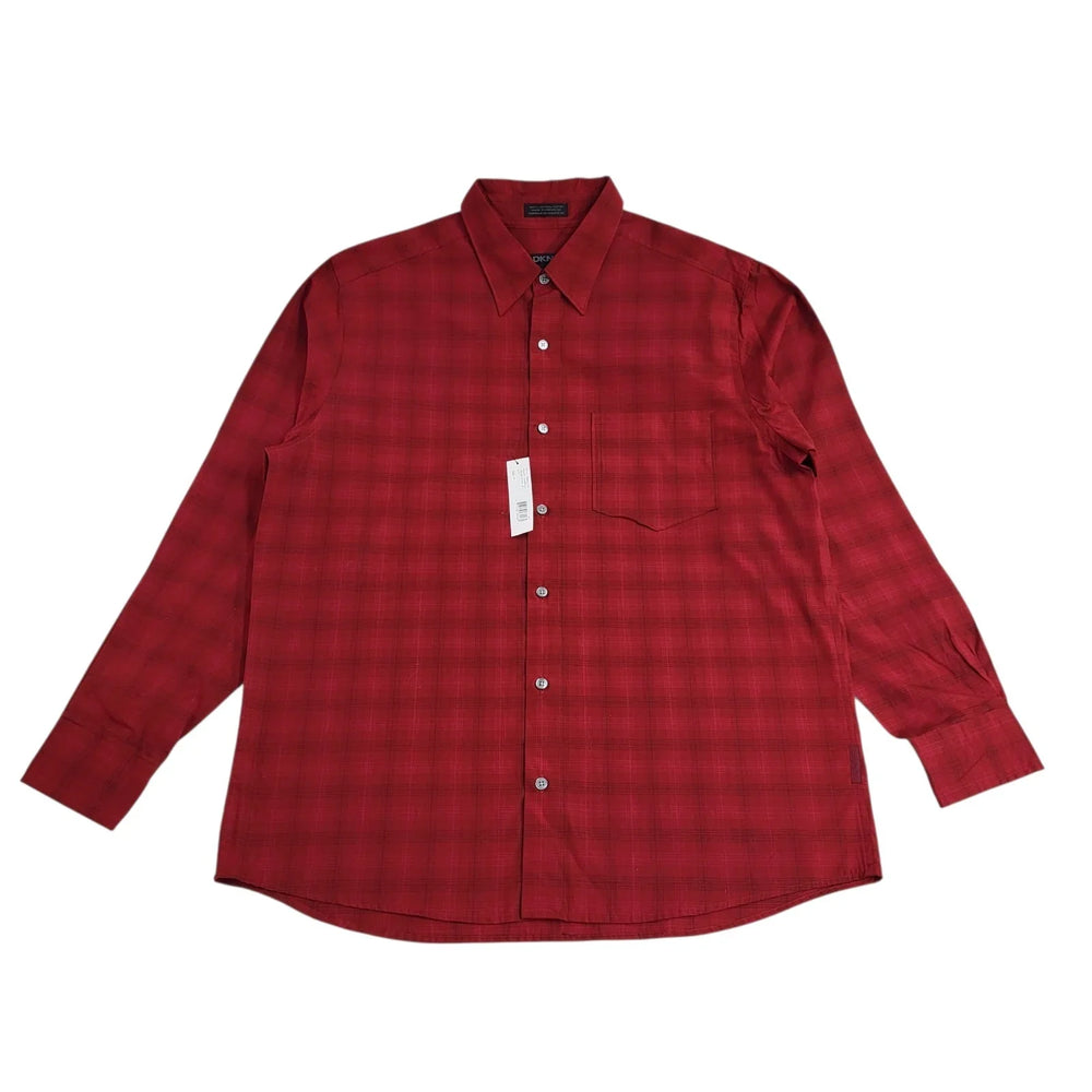 DKNY Shirt Cardinal Red Check Long Sleeve Men's Uk M BNWT L809